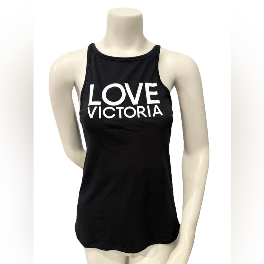 Victoria Sport LOVE VICTORIA Strappy Back Tank Top Black XS NWT